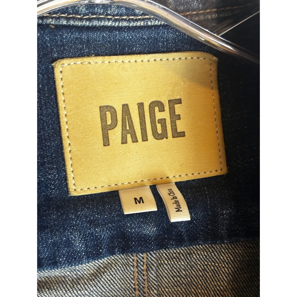 Paige Womens Medium Wash Distressed Stretch Denim Trucker Jacket Blue Size M - Picture 2 of 6